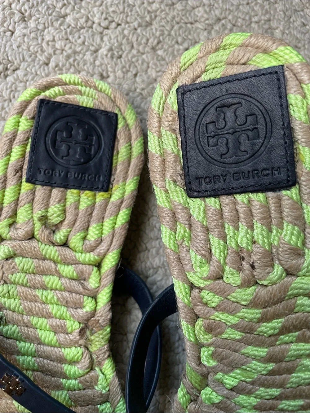 Tory Burch Double Black Leather Strap Sandals